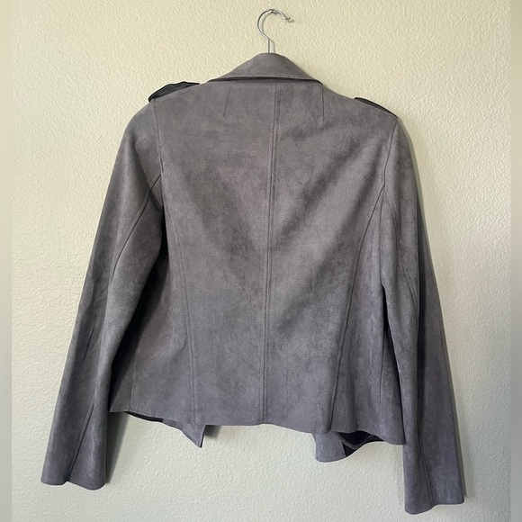 KUT From The Kloth Jacee Open Draped Moto Faux Suede Jacket Gray Women’s Size S - Picture 15 of 16
